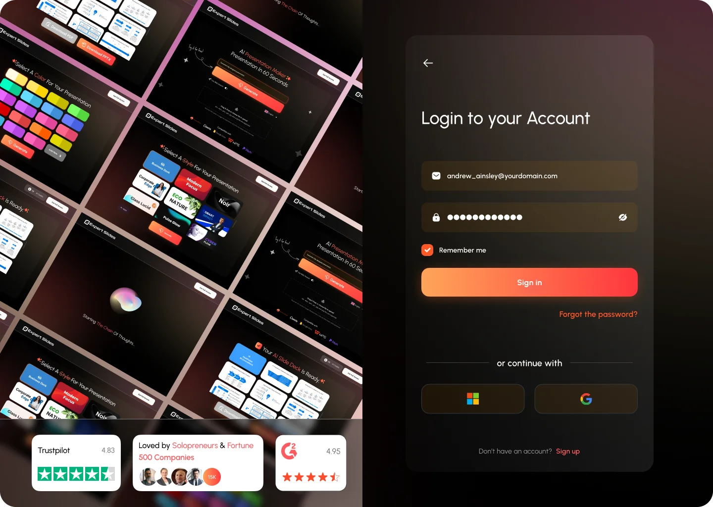 ExpertSlides dashboard interface