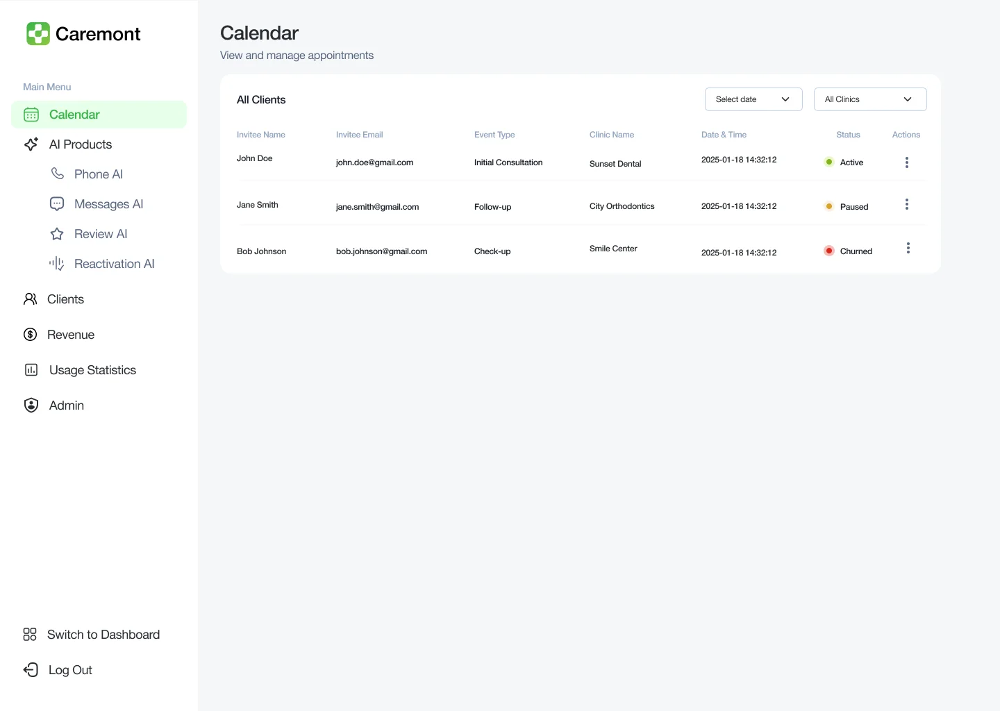 EMR integration and appointment synchronization interface